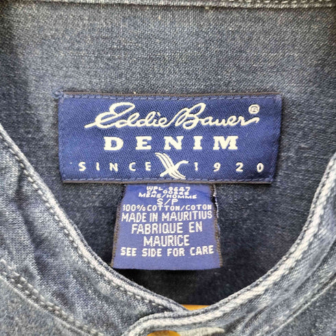 エディーバウアー Eddie Bauer バンドカラー デニムシャツ メンズ import:S