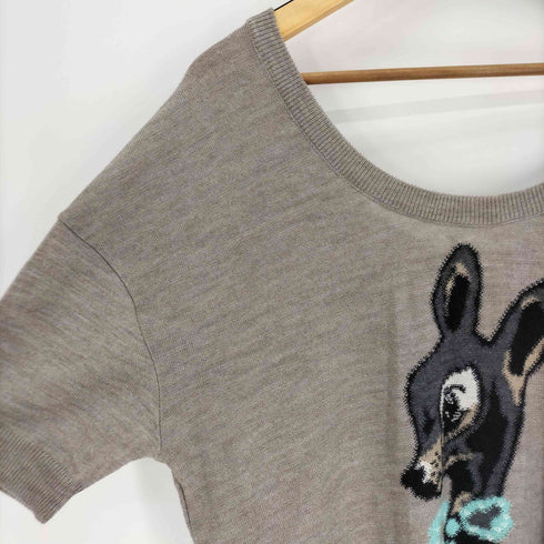 ポールアンドジョーシスター PAUL&JOE SISTER イタリア製 アニマル 刺繍 バックボタン Uネック ウール S/S ニット セーター レディース 1