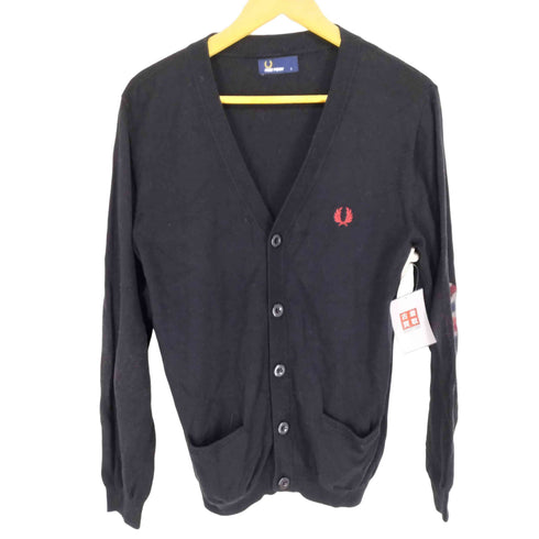 フレッドペリー FRED PERRY ユニオンジャックエルボーパッチウールカーディガン メンズ L