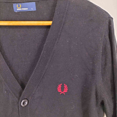 フレッドペリー FRED PERRY ユニオンジャックエルボーパッチウールカーディガン メンズ L