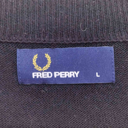 フレッドペリー FRED PERRY ユニオンジャックエルボーパッチウールカーディガン メンズ L