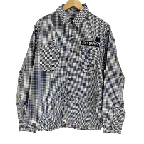アベイシングエイプ A BATHING APE BUSY OPERTR ギンガム チェック L/S シャツ 猫目ボタン メンズ JPN:L