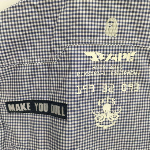 アベイシングエイプ A BATHING APE BUSY OPERTR ギンガム チェック L/S シャツ 猫目ボタン メンズ JPN:L