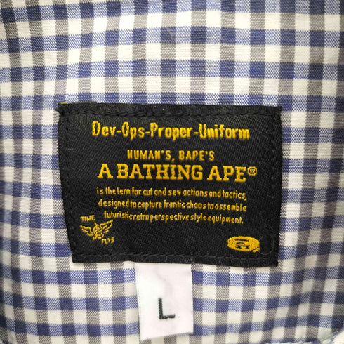 アベイシングエイプ A BATHING APE BUSY OPERTR ギンガム チェック L/S シャツ 猫目ボタン メンズ JPN:L