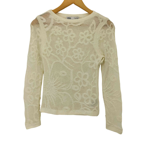 ザラ ZARA FLORAL KNIT TOP レディース import:S