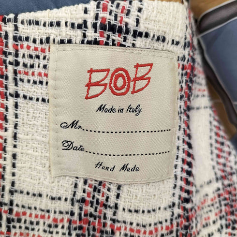 BOB イタリア製 Hand Made ツイード チェック 2B テーラード ジャケット 裏地 背抜き メンズ EUR:52