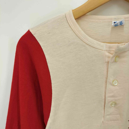 チャンピオン Champion 80S USA製 トリコタグ 企業ロゴ 染み込みプリント ヘンリーネック カットソー メンズ import:S