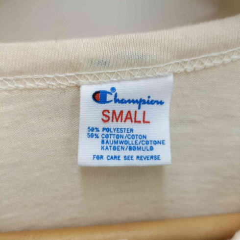 チャンピオン Champion 80S USA製 トリコタグ 企業ロゴ 染み込みプリント ヘンリーネック カットソー メンズ import:S