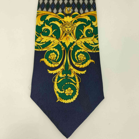 ジャンニヴェルサーチ GIANNI VERSACE イタリア製 メデューサ スカーフ柄 シルクネクタイ メンズ