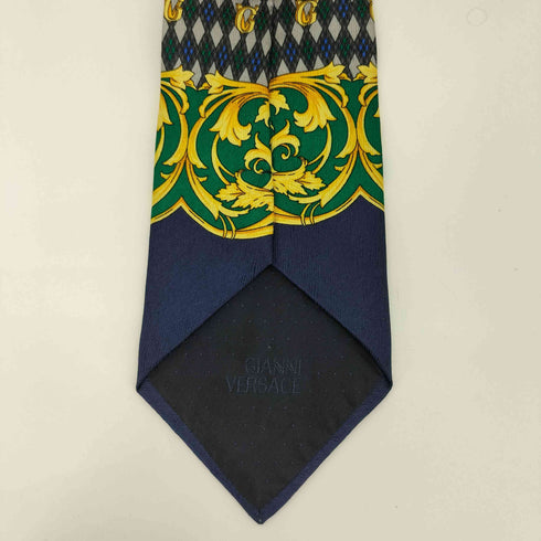 ジャンニヴェルサーチ GIANNI VERSACE イタリア製 メデューサ スカーフ柄 シルクネクタイ メンズ
