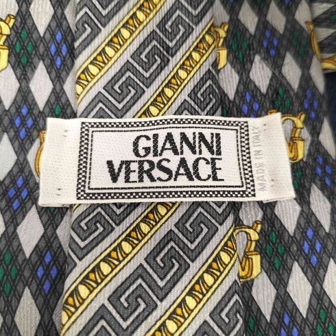 ジャンニヴェルサーチ GIANNI VERSACE イタリア製 メデューサ スカーフ柄 シルクネクタイ メンズ