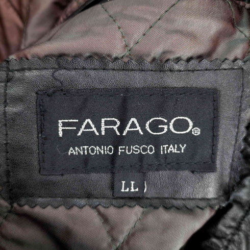 FARAGO 裏地 ダイヤ キルティング シープレザー ジャケット ハーフ コート メンズ LL