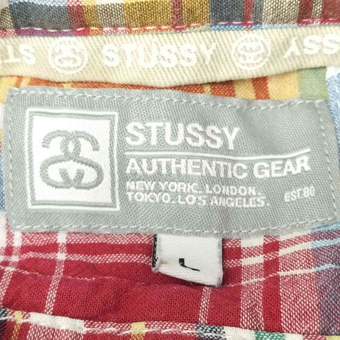 ステューシー Stussy チェックパッチワーク半袖シャツ メンズ L