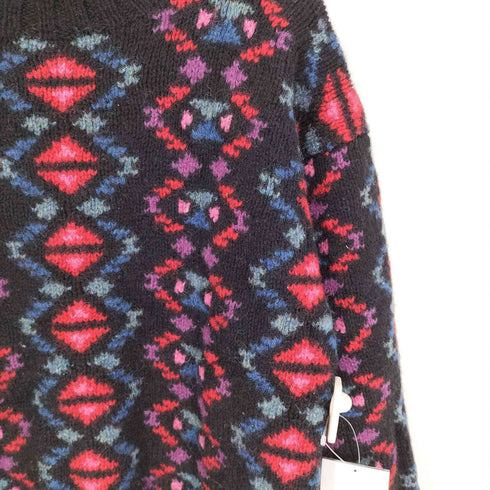 エルエルビーン L.L.Bean 70-80S 総柄 サイケ モックネック ローゲージ ウール ニット レディース import:M