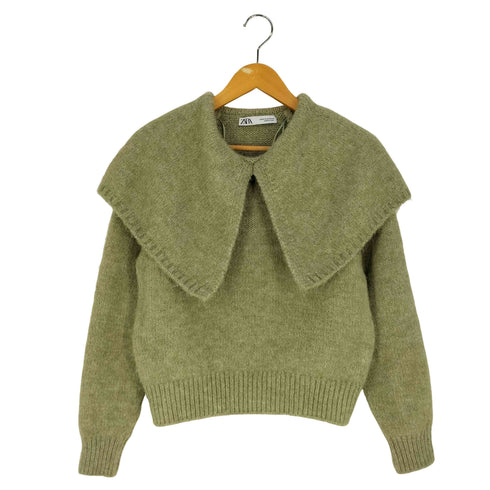 ザラ ZARA WIDE LAPEL KNIT SWEATER ワイド ラペル ニット スウェット レディース import:M