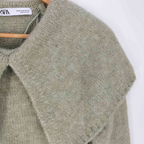 ザラ ZARA WIDE LAPEL KNIT SWEATER ワイド ラペル ニット スウェット レディース import:M