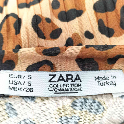 ザラ ZARA レオパード プリーツカットソー レディース US S