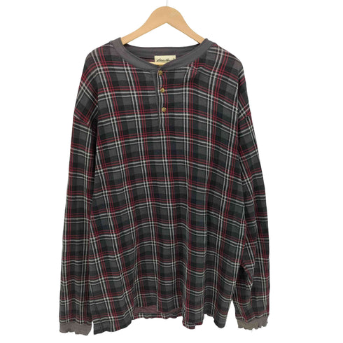 エディーバウアー Eddie Bauer バンドカラー チェック ポロシャツ メンズ import:XL