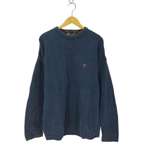 チャップスラルフローレン CHAPS RALPH LAUREN ロゴ刺繍 ヘリンボーンクルーネックニット メンズ import:L