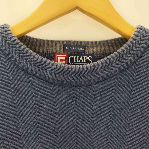 チャップスラルフローレン CHAPS RALPH LAUREN ロゴ刺繍 ヘリンボーンクルーネックニット メンズ import:L