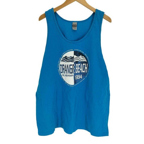ギルダン GILDAN ORANGFE BEACH ALABAMA 1984 プリント コットン タンクトップ メンズ import:XL