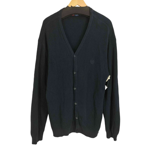 チャップスラルフローレン CHAPS RALPH LAUREN 90s ロゴ刺繍 コットン100 リブニット カーディガン ビックサイズ メンズ import:M