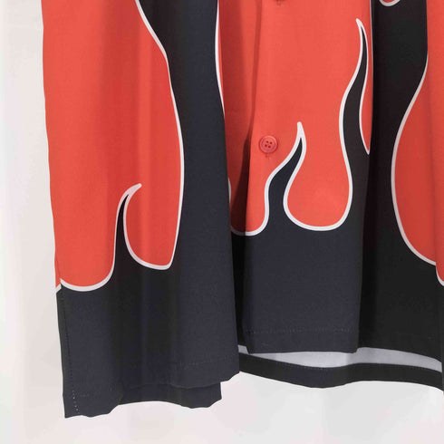 ザラ ZARA ファイヤーパターン オープンカラーシャツ メンズ import:L