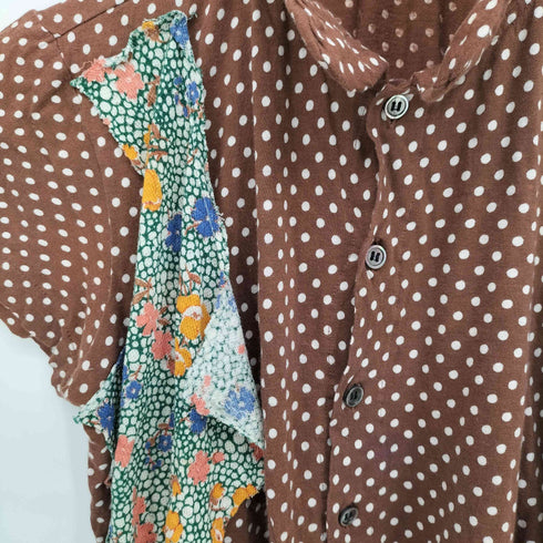 トリココムデギャルソン tricot COMME des GARCONS AD2005 00S 05SS ドット 花柄切替 S/S シャツ レディース