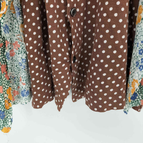 トリココムデギャルソン tricot COMME des GARCONS AD2005 00S 05SS ドット 花柄切替 S/S シャツ レディース