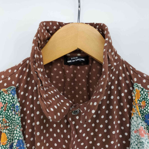 トリココムデギャルソン tricot COMME des GARCONS AD2005 00S 05SS ドット 花柄切替 S/S シャツ レディース
