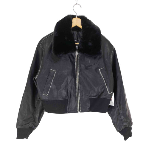 ジェイダ GYDA 24AW フェイクレザー ライナー付き ファーカラージップジャケット レディース FREE