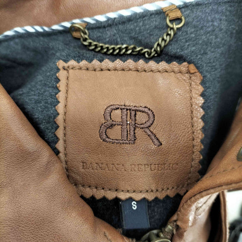 バナナリパブリック BANANA REPUBLIC ガンフラップデザイン スタンドカラーレザージャケット レディース S