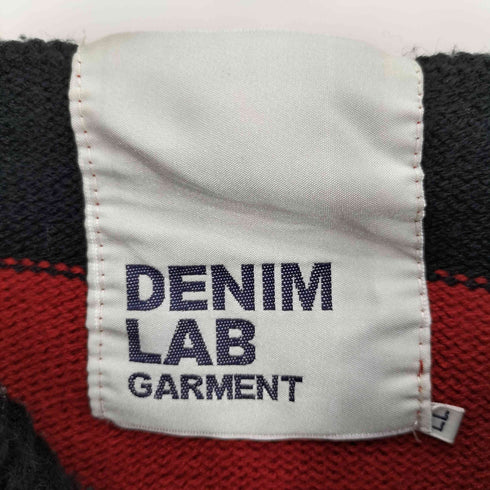 DENIM LAB GARMENT ボーダー柄 グランジ フーディー アクリル ニット ジップアップ パーカー メンズ LL