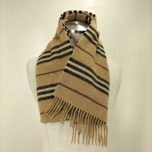 バーバリーブラックレーベル BURBERRY BLACK LABEL ホース刺繍 ノバチェック フリンジ マフラー メンズ