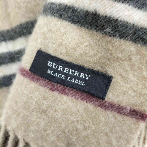 バーバリーブラックレーベル BURBERRY BLACK LABEL ホース刺繍 ノバチェック フリンジ マフラー メンズ