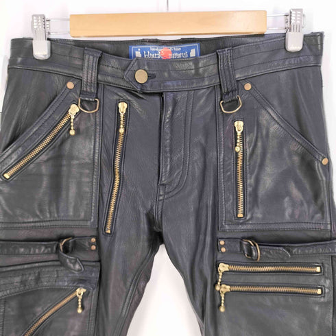 ブラックミーンズ BLACKMEANS LEATHER ZIP PANTS ゴールドジップ スリム レザーパンツ メンズ JPN:3