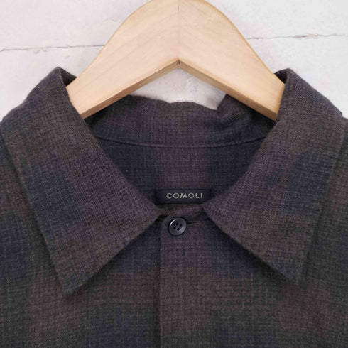 コモリ COMOLI 22AW ウールチェックオープンカラーシャツ メンズ JPN:2
