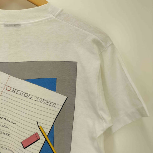 90S USA製 SCREEN STARS ボディ シングルステッチ サークル カレッジ プリント Tシャツ メンズ import:M
