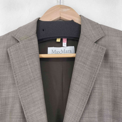 マックスマーラ MAX MARA イタリア製 白タグ ウールシルク テーラードジャケット レディース 36