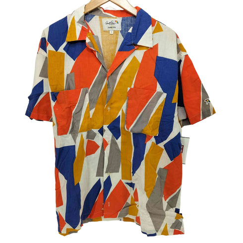アーノルドパーマー Arnold Palmer リネン混 マルチカラー 総柄 開襟 S/S シャツ メンズ import:L