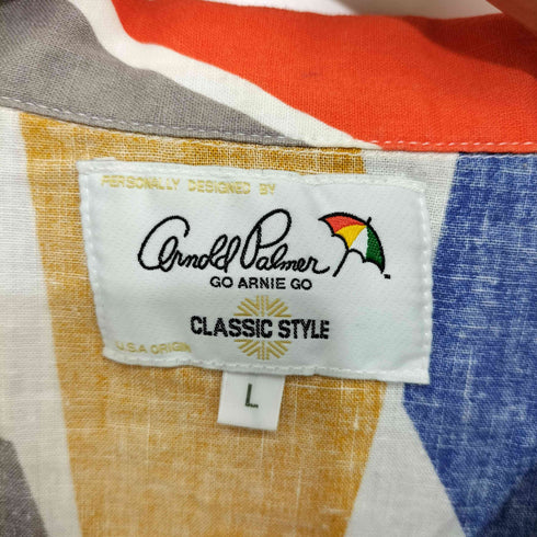 アーノルドパーマー Arnold Palmer リネン混 マルチカラー 総柄 開襟 S/S シャツ メンズ import:L