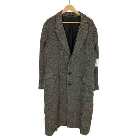 ヨウジヤマモトプールオム Yohji Yamamoto POUR HOMME 01AW ギャングスター期 ツイード ウール リネン ロング チェスター コート メンズ JPN:3