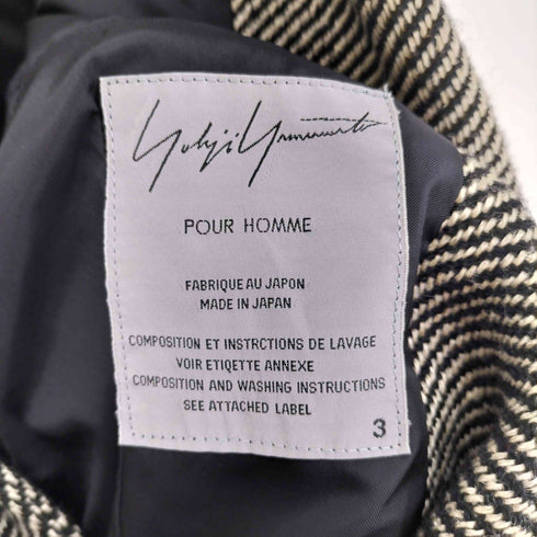 ヨウジヤマモトプールオム Yohji Yamamoto POUR HOMME 01AW ギャングスター期 ツイード ウール リネン ロング チェスター コート メンズ JPN:3