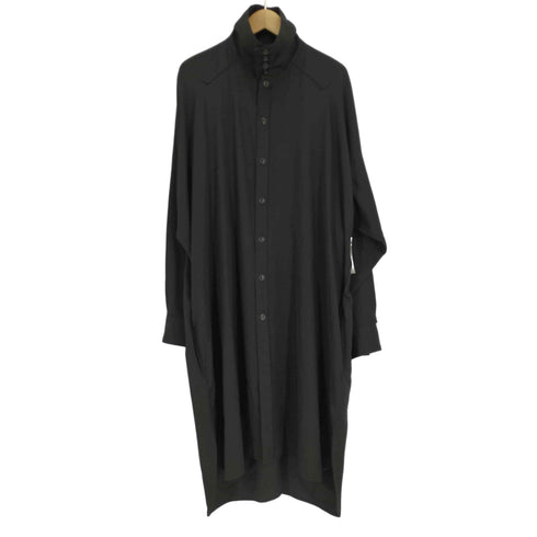 ヨウジヤマモトプールオム Yohji Yamamoto POUR HOMME 17AW WOOL GABARDINE ウール ギャバジン 4連ボタン スタンドカラー L/S ロング シャツ メンズ JPN:3