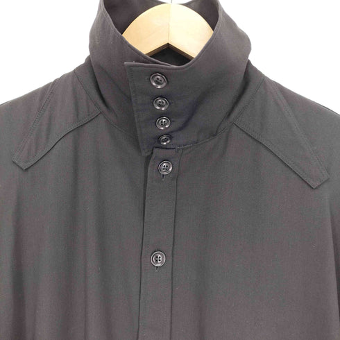 ヨウジヤマモトプールオム Yohji Yamamoto POUR HOMME 17AW WOOL GABARDINE ウール ギャバジン 4連ボタン スタンドカラー L/S ロング シャツ メンズ JPN:3