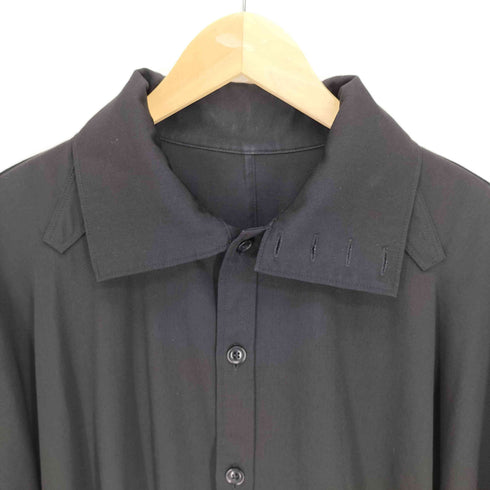 ヨウジヤマモトプールオム Yohji Yamamoto POUR HOMME 17AW WOOL GABARDINE ウール ギャバジン 4連ボタン スタンドカラー L/S ロング シャツ メンズ JPN:3