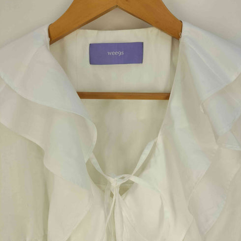 WEE9S big collar frill half blouse ビッグカラー フリル ハーフ ブラウス レディース FREE