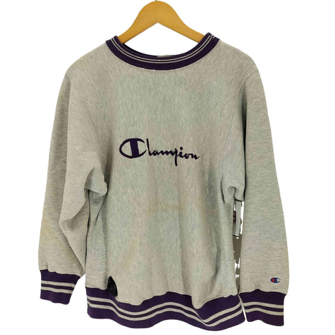 チャンピオン Champion USA製 刺繍タグ ロゴ刺繍クルーネックスウェット メンズ import:M