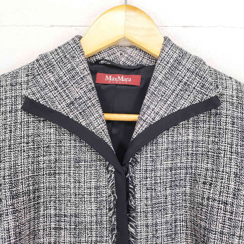 マックスマーラステュディオ MAX MARA STUDIO ツイードフリンジデザインジャケット レディース JPN:44