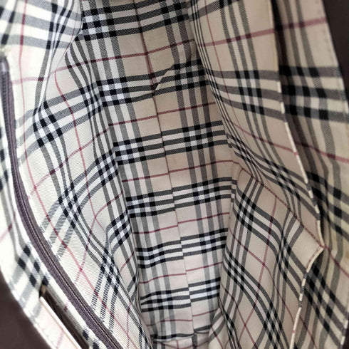 バーバリー BURBERRY 裏地ノヴァチェックロゴ型押しレザートートバッグ メンズ